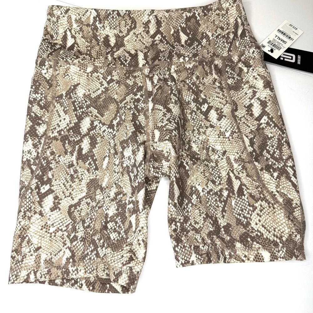 Ideology Snakeskin Print Bike Shorts in Organic Sand Size Small